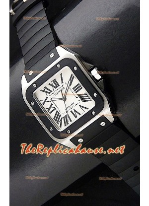Cartier Santos 100 Swiss Watch with Rubber Strap