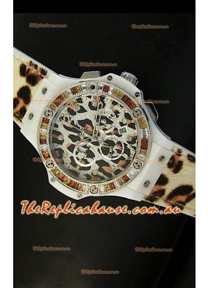 Hublot Big Bang White Zebra Bang Edition in White PVD Case 34MM Watch