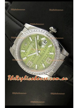 Rolex Replica Datejust Swiss Replica Watch - 37MM - Black Strap Green Dial