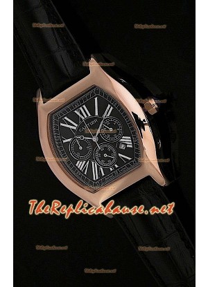 Cartier Tortue Chronograph Japanese Quartz Rose Gold Watch