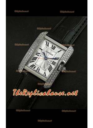 Cartier Tank Francaise Ladies Watch Diamonds Bezel Steel Case