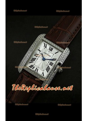 Cartier Tank Francaise Ladies Watch Diamonds Bezel Steel Case