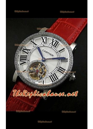 Cartier Calibre Japanese Tourbillon Red Strap Watch