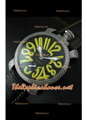 GaGa Milano Manuale Japanese Watch Black Carbon Dial