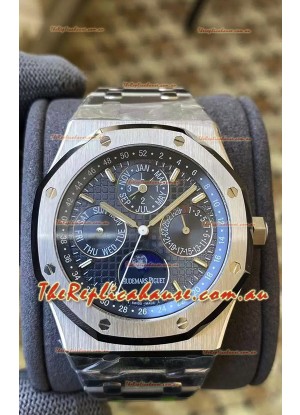 Audemars Piguet Royal Oak Perpetual Calendar Swiss Replica 904L Steel in Steel Blue Dial