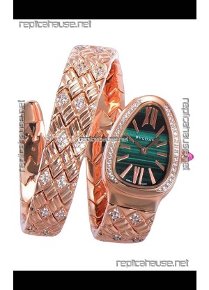Bvlgari Serpenti Edition Rose Gold Casing Green Dial Watch in 1:1 Mirror Quality