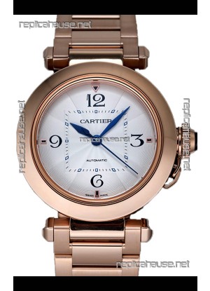 Pasha De Cartier 1:1 Mirror Quality Automatic Swiss Replica Watch 35MM Rose Gold