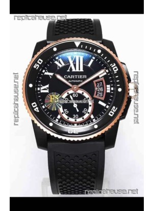 Calibre De Cartier Watch 42MM Blue Dial PVD Coated Case - 1:1 Mirror Replica Watch