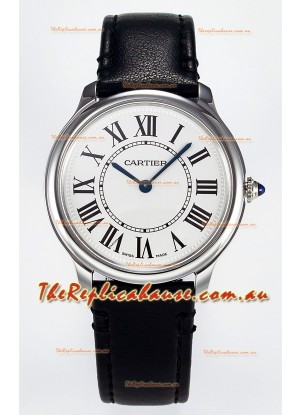 Ronde De Cartier Super Clone 36MM Swiss Replica Watch in Silver-Plated White Dial