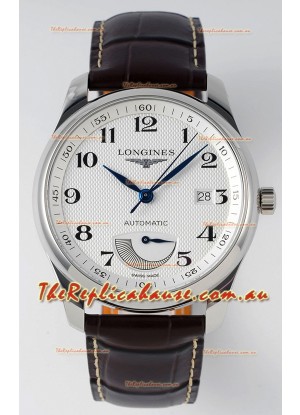Longines Master Collection Automatic Power Reserve White Dial Swiss Replica Watch Leather Strap