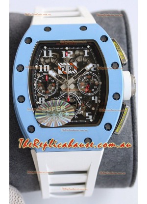 Richard Mille RM011 Blue Ceramic Casin White Rubber Strap 1:1 Mirror Swiss Replica Watch 