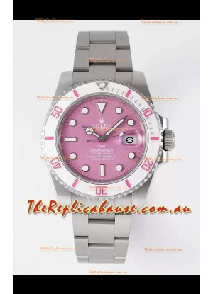 Rolex Submariner DiW Stainless Steel Casing White Ceramic Bezel Pink Dial Edition Watch 