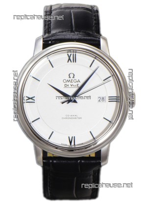 Omega De-Ville Annual Co-Axial Swiss Replica Watch 1:1 Mirror Edition in White Dial 39.5MM
