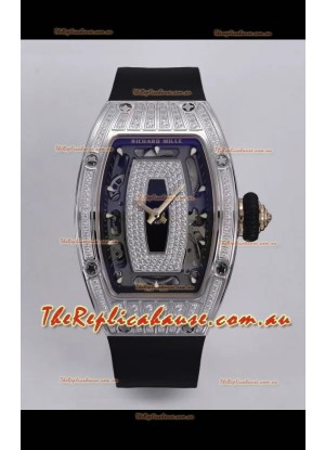 Richard Mille Super Clone RM07-01 Diamonds Paved 904L Steel Casing Automatic Replica Watch
