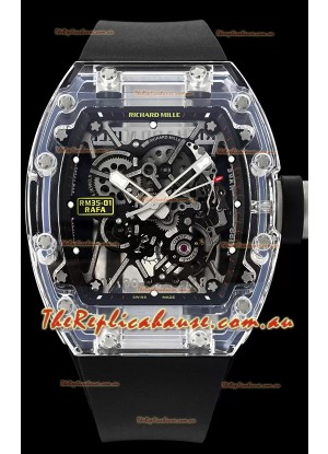 Richard Mille RM35-01 Rafael Nadal Transparent Sapphires Casing with Genuine Tourbillon Super Clone Watch