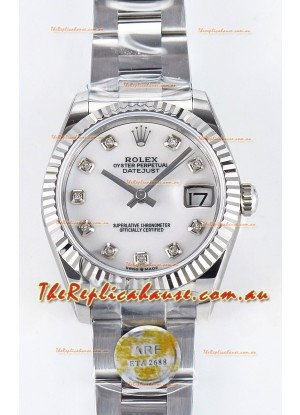 Rolex Super Clone Datejust ETA 2688 Movement 31MM Stainless Steel Pearl Dial Watch 