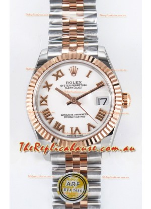 Rolex Super Clone Datejust ETA 2688 Movement 31MM Two Tone Rose Gold Swiss White Dial