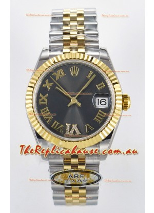 Rolex Super Clone Datejust ETA 2688 Movement 31MM Two Tone Yellow Gold Swiss Grey Dial