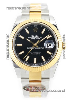 Rolex Datejust M126333 41MM ETA3235 72 Hours Power Black Dial Oyster 1:1 Mirror Replica Yellow Gold 904L Steel