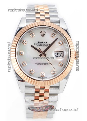 Rolex Datejust M126333 41MM ETA3235 72 Hours Power Pearl Dial Jubilee 1:1 Mirror Replica Rose Gold 904L Steel