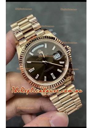 Rolex Day Date 40MM 228235 Rose Gold in Dark Brown Dial 1:1 Mirror Replica Watch
