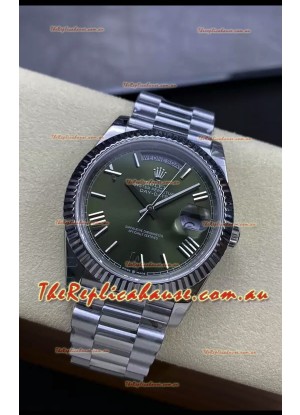 Rolex Day Date Presidential Stainless Steel Green Dial Watch 40MM - 1:1 Mirror Quality