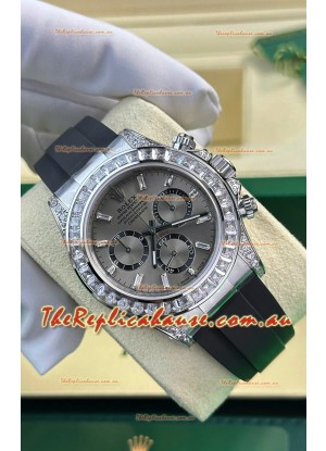 Rolex Daytona Super Clone White Gold Casing Steel Dial Cal.4131 Movement Watch Custom Sapphires Bezel