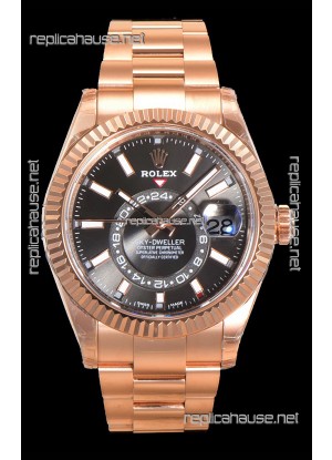 Rolex Sky-Dweller REF# 336235 Slate Dial Watch in Rose Gold 904L Steel Case 1:1 Mirror Replica