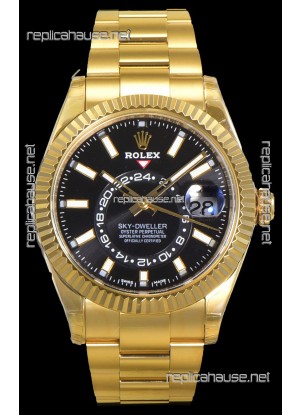 Rolex Sky-Dweller REF# 336235 Black Dial Watch in Yellow Gold 904L Steel Case 1:1 Mirror Replica
