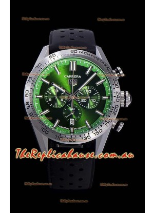 Tag Heuer Carrera Swiss Quartz Movement Replica Watch in Green Dial - Black Rubber Strap
