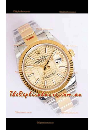 Rolex Datejust Fluted-Motif Dial 41MM Cal.3135 Movement Swiss Replica Watch in 904L Two Tone Casing