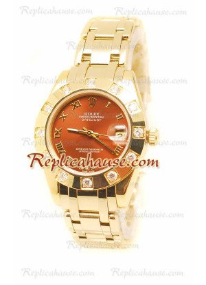 Datejust Rolex Japanese Wristwatch in Yellow Gold and Brown Dial - 36MM ROLX-20101362