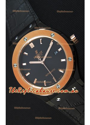 Hublot Classic Fusion Ceramic King Gold Black Dial Swiss Replica Watch - 1:1 Mirror Replica