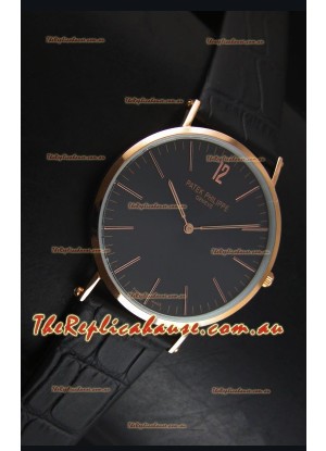 Patek Philippe Calatrava Ulta-Thin Swiss Quartz Watch Rose Gold Case