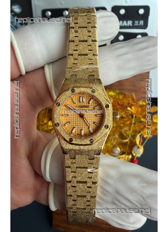 Royal Oak Frosted 67630BA Mini 23MM Yellow Gold Super Clone Watch 