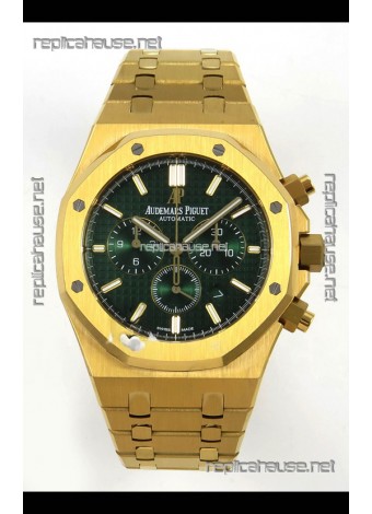 Royal Oak Chrono 26331 Yellow Gold Green Dial Super Clone Watch 