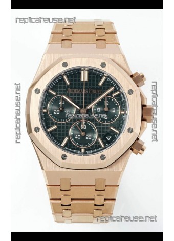 Royal Oak Chrono 26240 Rose Gold Strap in Green Dial Super Clone Watch 