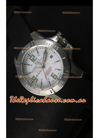 Ball Hydrocarbon Spacemaster Automatic Rubber Strap in White Dial - Original Citizen Movement 