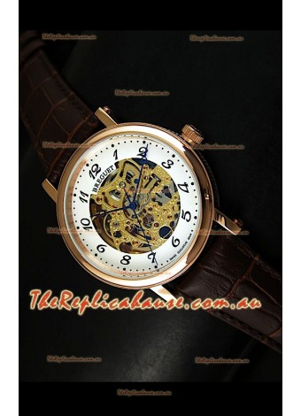 Breguet Classique Japanese Automatic Watch in Gold Skeleton Dial - Arabic Hour Numerals