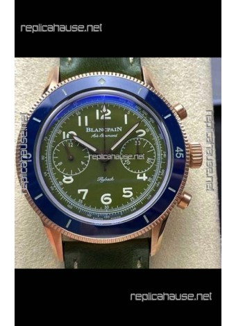 Blancpain Air Command Rose Gold Casing Blue Bezel Super Clone Watch 