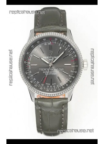 Navitimer Automatic 36 Grey Dial Steel Casing Super Clone Watch 