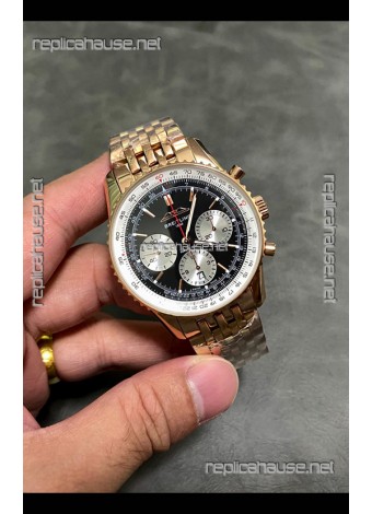 Breitling Navitimer B01 43MM Rose Gold Black Dial Super Clone Watch 