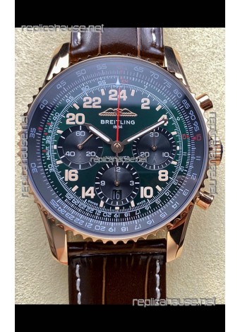 Breitling Navitimer B02 Rose Gold Green Dial Swiss Replica Watch  