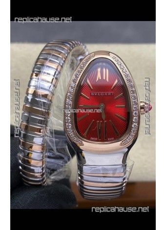 Serpenti Two Tone Red Dial Super Clone Watch
