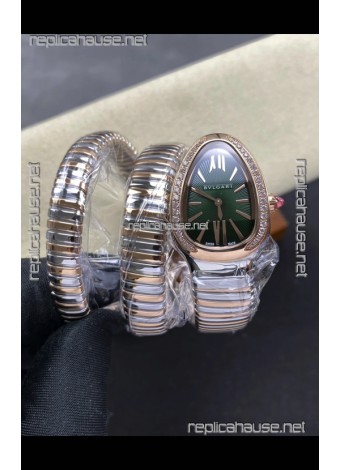 Serpenti Tubogas Double Spiral Green Dial Two Tone Super Clone Watch 