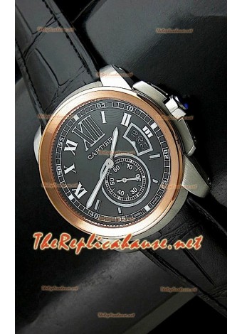 Calibre De Cartier Japanese Replica Watch in Two Tone Casing