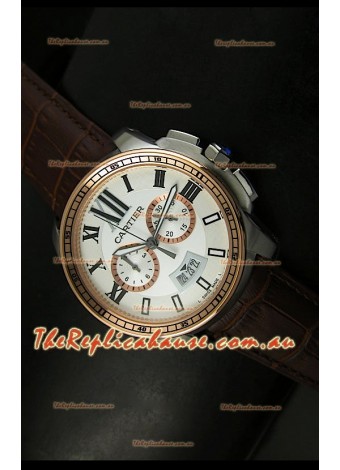 Calibre De Cartier Chronograph Japanese Replica Watch in Two Tone