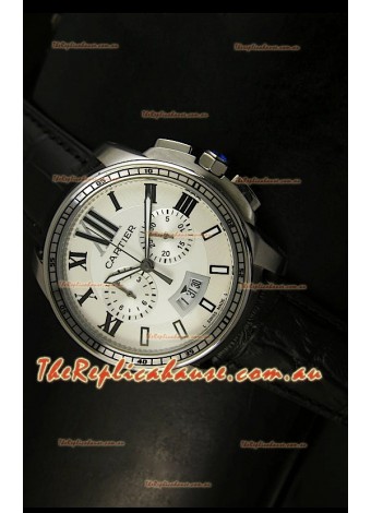 Calibre De Cartier Chronograph Japanese Replica Watch in Steel