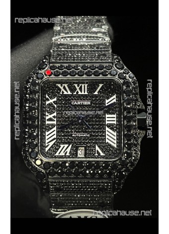 Cartier "Santos De Cartier" Black moissanite 40MM Super Clone Watch 