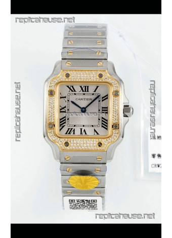 Cartier Santos Swiss Quartz 27MM Two Tone Super Clone Watch